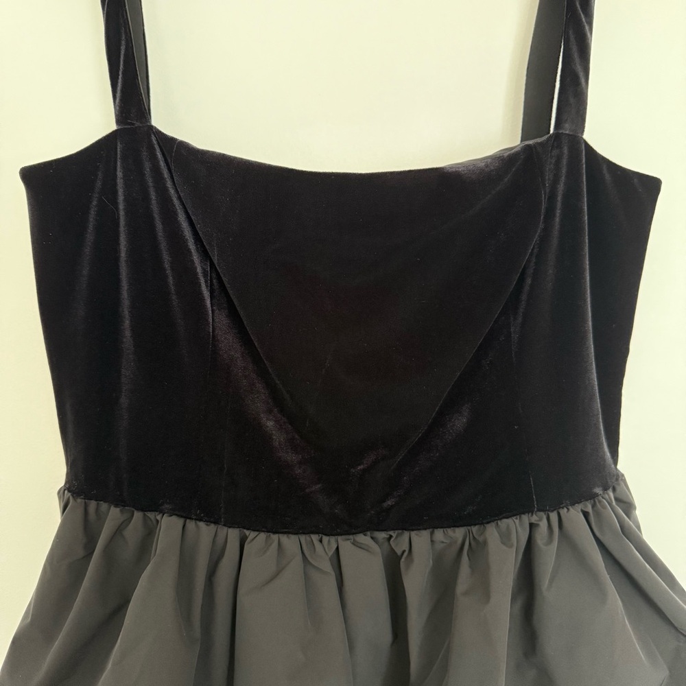 AMANDA UPRICHARD Christine Velvet & Puff Skirt Mini Dress, Black, NWT - Picture 7 of 10